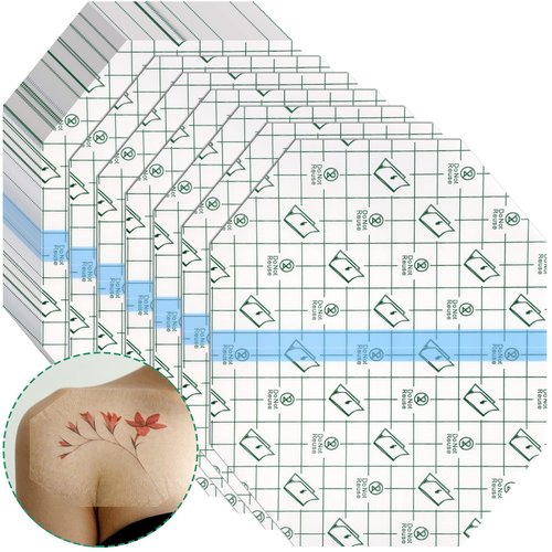 50 Pieces Transparent Stretch Adhesive Bandage Waterproof Transparent Film Dressing Bandages Clear Adhesive Dressing Stretch Tape for Tattoos Swimming Showering(6 x 7 Inch)