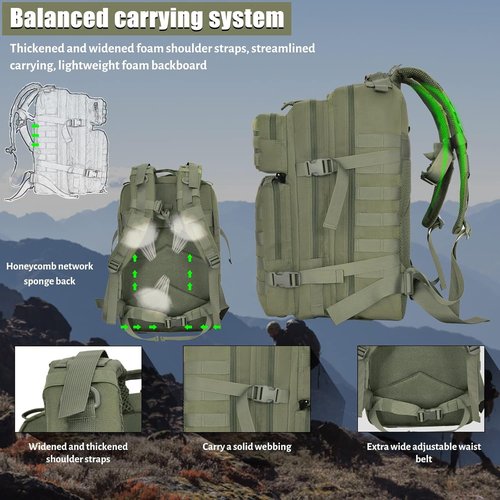 Createy 45L Military Tactical Backpack - Large 3-Day Assault Pack for Camping, Hunting & Hiking