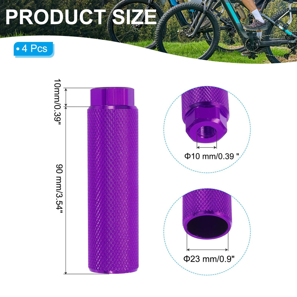 PATIKIL Aluminum Alloy Bike Pegs Fit 3/8 inch Axles, 4 Pack Anti-Skid Lead Foot Bicycle Pegs Back Seat Stands for BMX Mountain Bike Cycling Rear Stunt Pegs, Purple