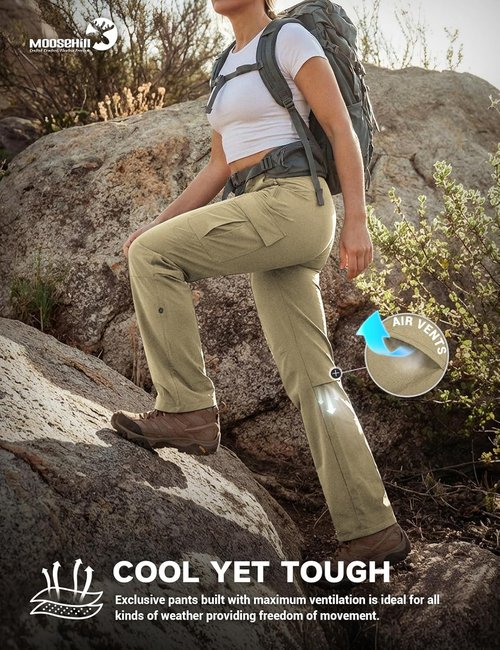 Moosehill Women's Hiking Pants - Lightweight, Quick-Dry, Water-Resistant Cargo | Perfect for All Seasons
