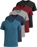 5 Pack Men's Dry Fit V-Neck T-Shirts – Quick Dry Gym Tees, Set 1+Large