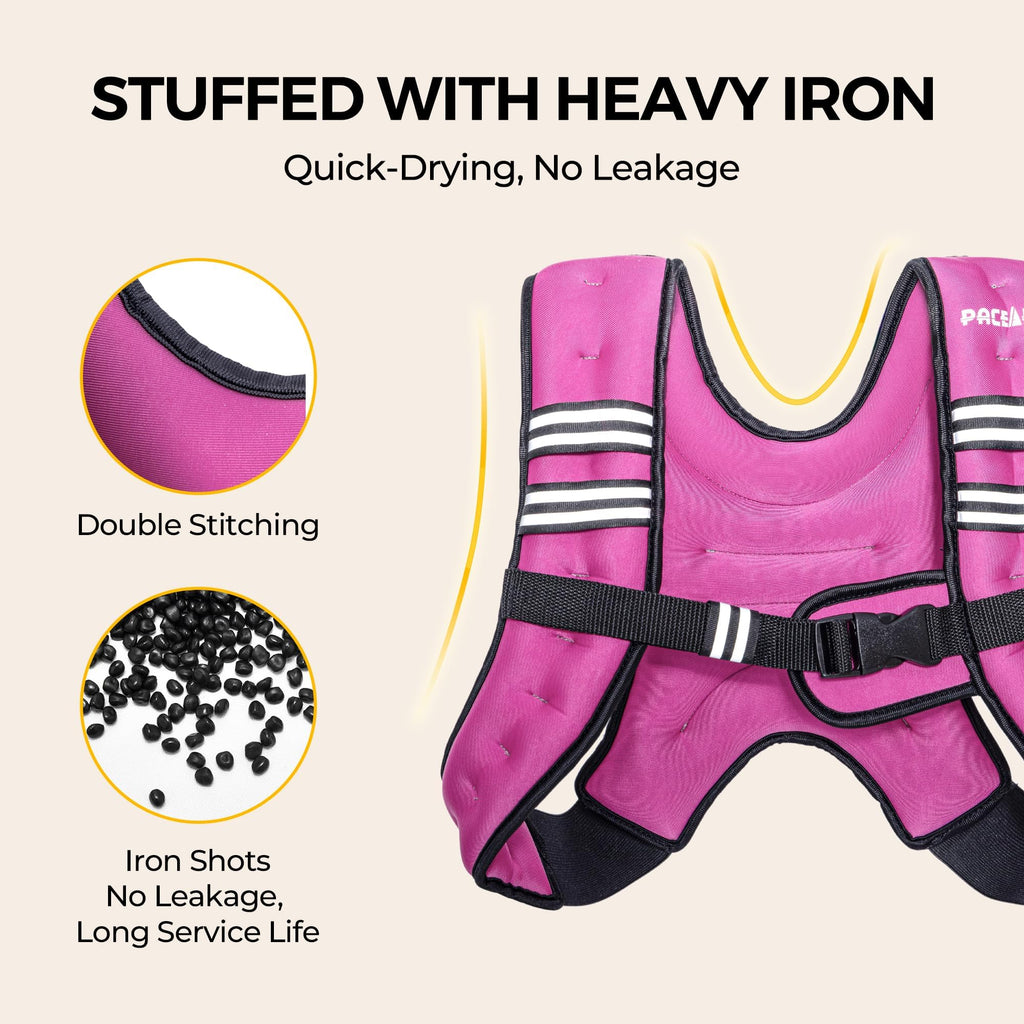 PACEARTH Weighted Vest,6lb/8lb/10lb/12lb/16lb/20lb/25lb/30lb Weight Vest with Reflective Stripe, Body Weight Vests for Women, Men, Weight Loss Workout, Strength Training, Running, Walking, Jogging