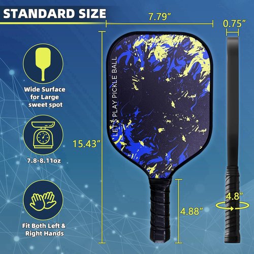 Windblazer Pickleball Paddles Set of 2, Lightweight Pickle Ball Rackets 2 Pack with 2 Balls, Carbon Fiber Pickleball Paddle for Women& Men