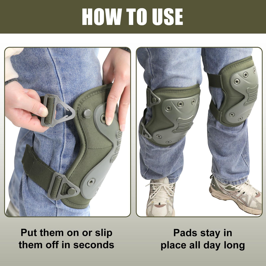 BZTAC Tactical Professional Combat Knee Protective Pads Set Advanced Tactical Gear Set for Outdoor CS Paintball Game Cycling Safety Skateboarding Gear Skates Airsoft Hunting Knee Protection Guard Pads
