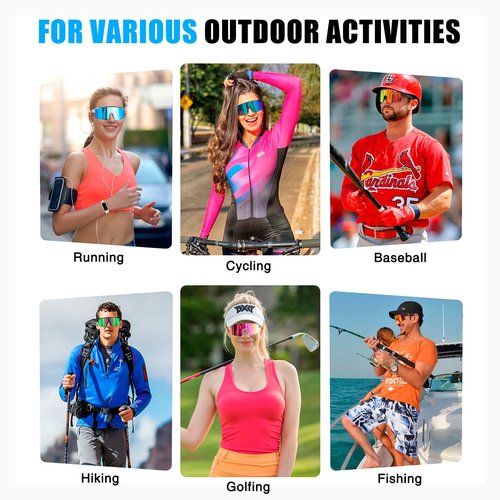 SPOSUNE Polarized Cycling Glasses with 3 Lenses, TR90 Sports Sunglasses for Men Women, Baseball Sunglasses Cycling