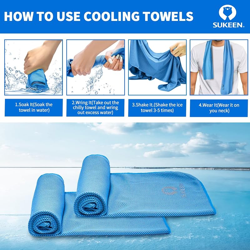 Sukeen Cooling Towel 40x12 in with Colorful Variants - Chilly Sports Towel for Yoga, Golf, Gym, Running