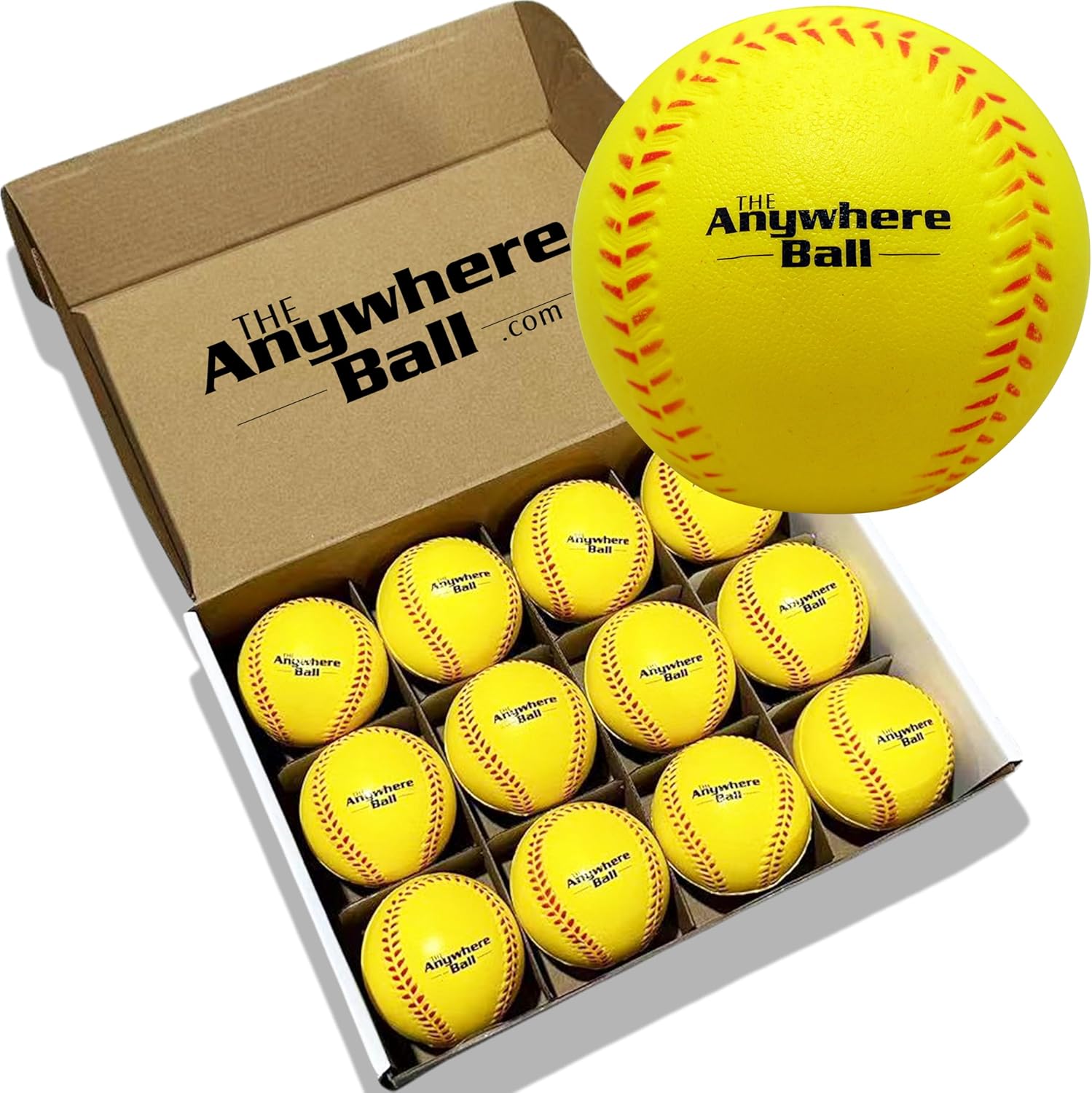 Thin Air Brands Anywhere Ball - Foam Training Baseball/Softball (12 Pack) | Perfect for All Skill Levels