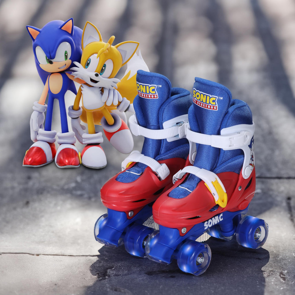Sonic 2in1 Kids Roller Skates, Transform from Quads to Inlines Skates, Durable Hardshell Boot, LED Wheels for Quads and Inlines, ABEC-7 Carbon Steel Bearings (Size 12-2)