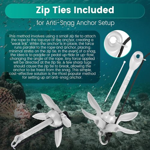 Kayak Anchor Kit - 1.5/3.5 lb Compact Folding Grapnel Anchor for Kayaks, Canoes & Small Boats