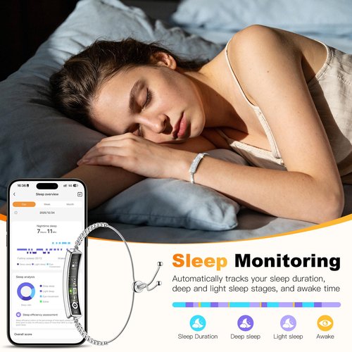 Srotek Smart Bracelet, Health Activity Fitness Trackers, 24/7 Heart Rate, HRV, Blood Oxygen & Stress Monitor, 24H Sleep Tracker, Smart Wristband Free APP for iOS & Android, for Girls