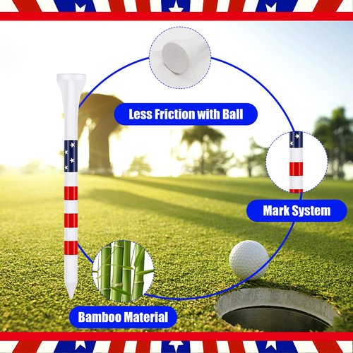 Dukars 3-1/4" Performance Golf Tees, Stars and Stripes, 100 Count