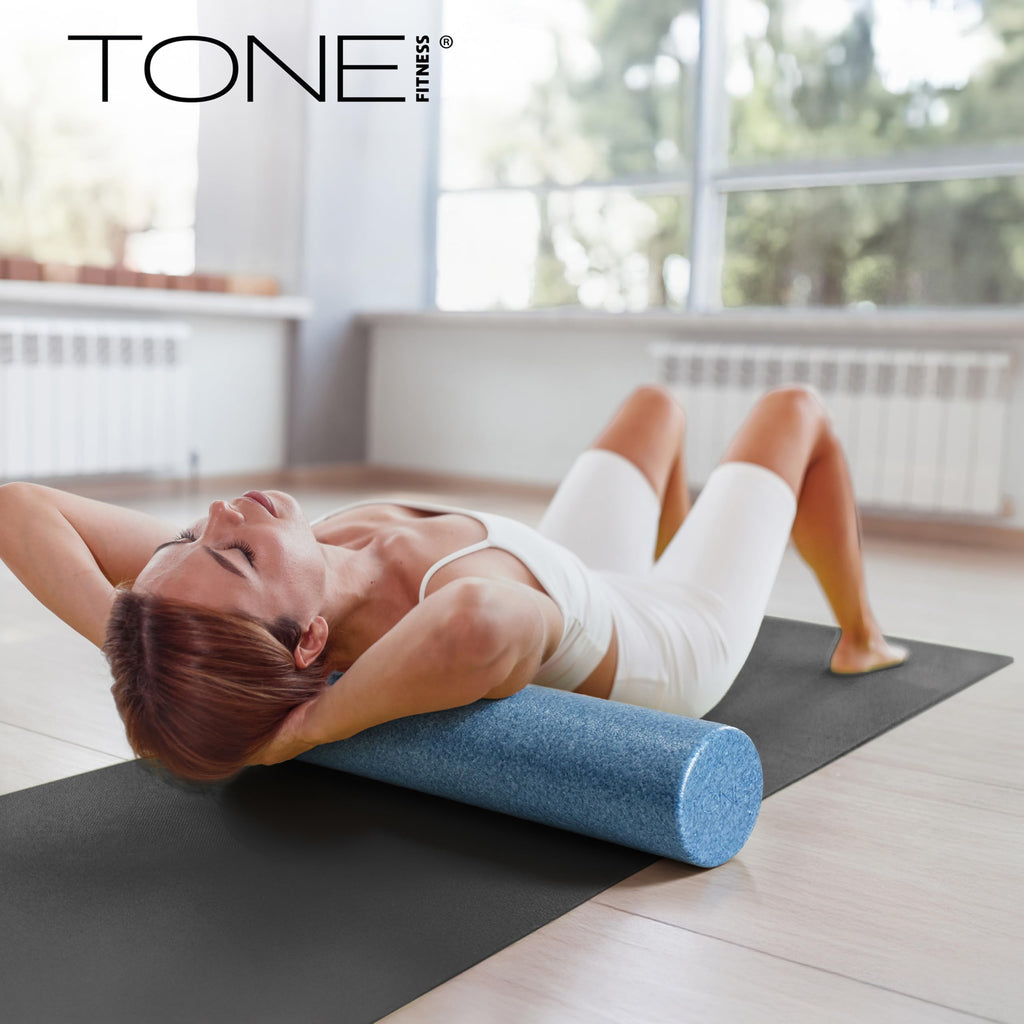 Tone Fitness High Density EPP Foam Exercise Foam Roller for Yoga, Pilates, Stretching, Massage, and Recovery 36 inch Blue