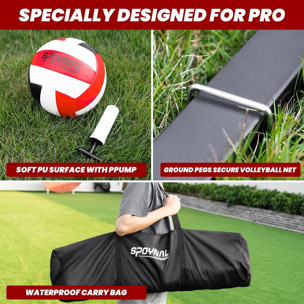 Skiennix Portable Volleyball Net - Adjustable Height Freestanding Set for Indoor/Outdoor Use - 12FT/20FT with Carry Bag