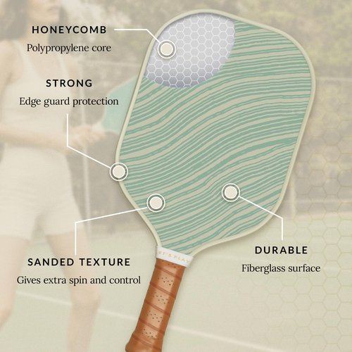 Recess Premium Pickleball Paddle, Barton Springs - Strong & Durable Fiberglass Surface, Lightweight, Honeycomb Core & Comfort Grip Handles - Tournament or Casual Play, USAPA Approved