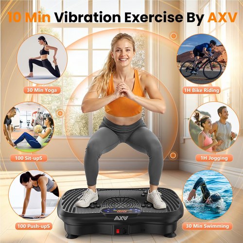 AXV Vibration Plate - Full Body Fitness Machine for Weight Loss | Home & Gym Use, Compact Design