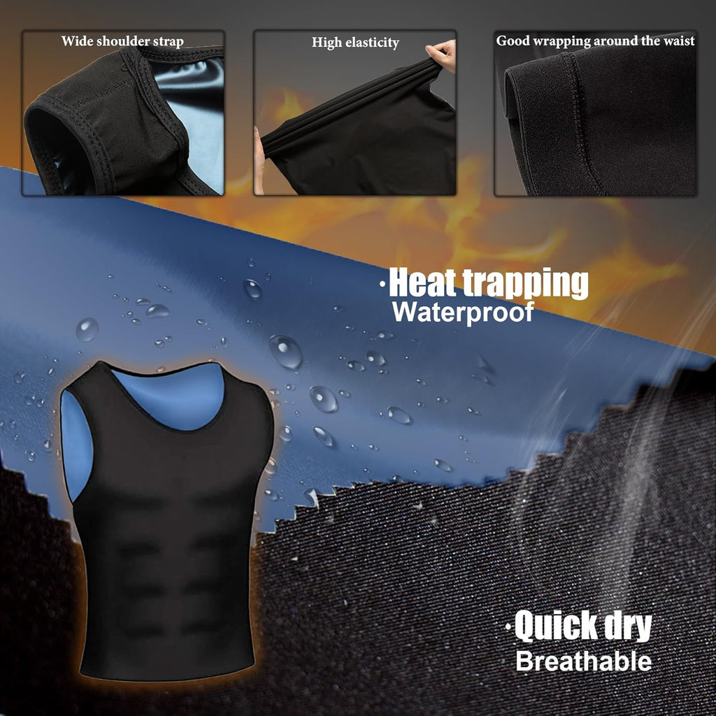 Skiennix Sauna Vest for Men - Sleeveless Waist Trainer Compression Tank Top for Enhanced Sweating