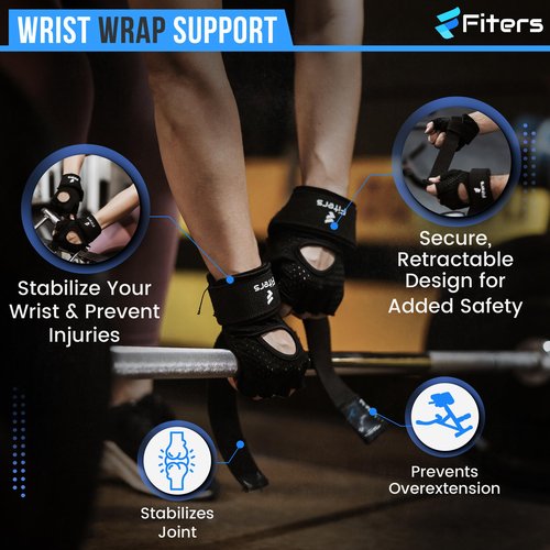 Fiters Workout Gloves with Lifting Straps (Medium)