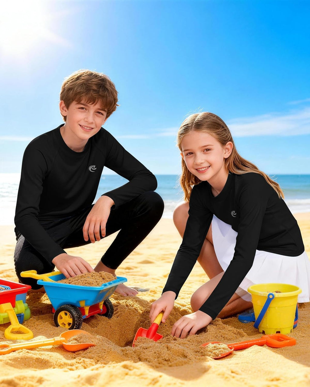 Regine Switzerland Boys UPF 50+ Long Sleeve Swim Shirt - UV Sun Protection Rash Guard for Youth