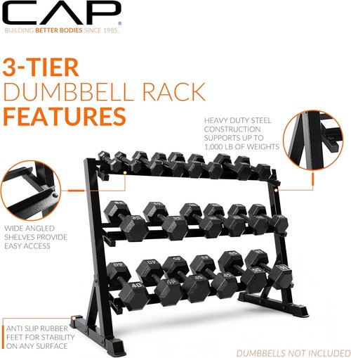 CAP Barbell Dumbbell Rack - Versatile Storage for 5-50lb or 5-75lb Dumbbells | Multiple Options Available