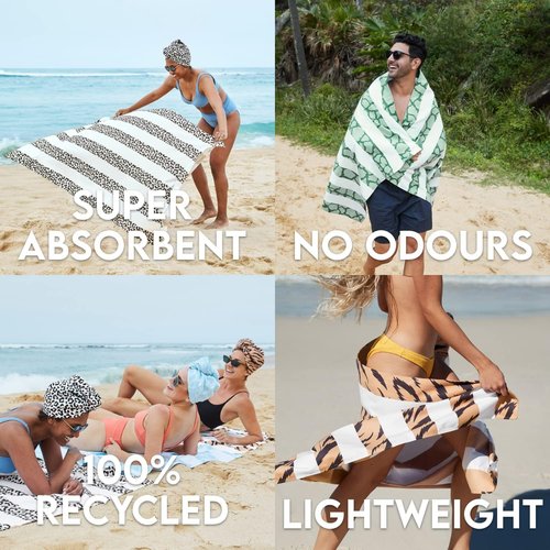 Dock & Bay Lightweight Beach Towel - Quick Dry & Sand Free - Eco-Friendly Recycled Material - Large Sassy Cow (160x90cm)