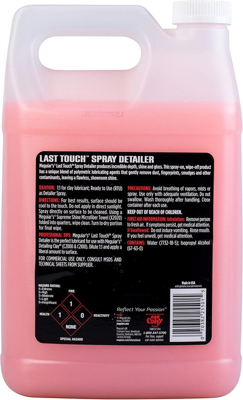 Meguiar's Last Touch Spray Detailer - Versatile Clay Lubricant for Showroom Shine | 1 Gallon