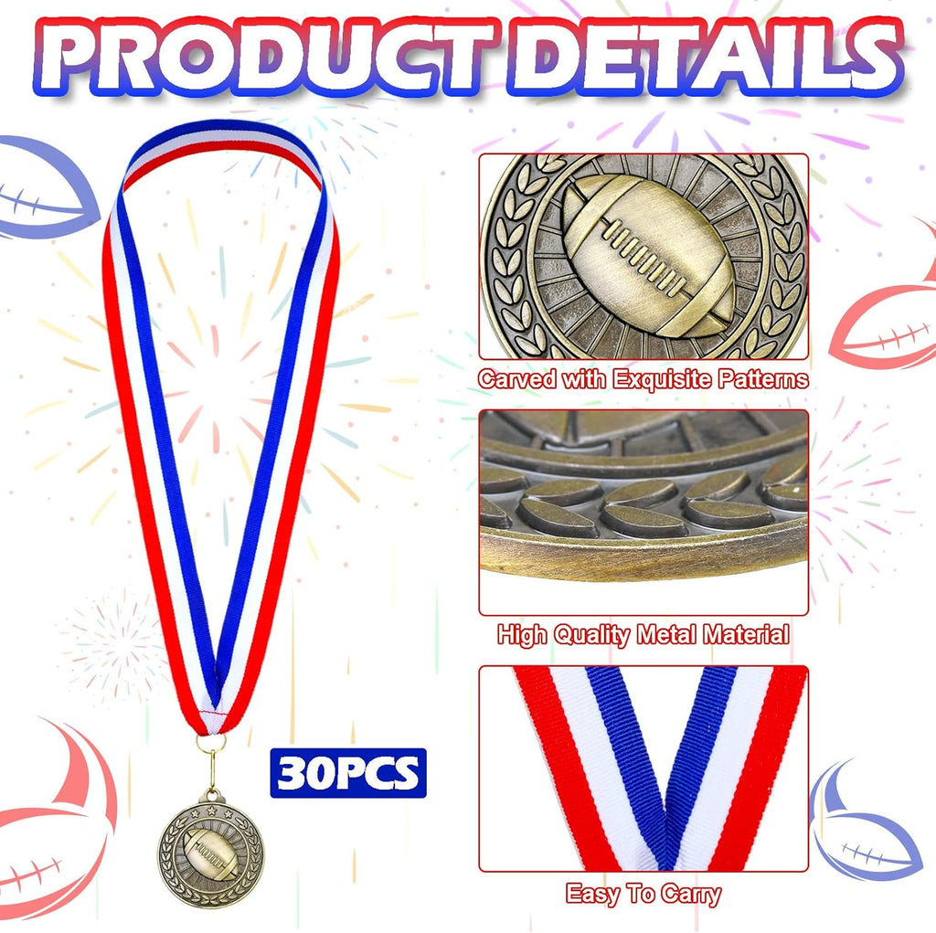 Remuuly Gold Sports Medals - 30 Pcs Bulk Set for Basketball, Soccer, Baseball & More | 2" Awards