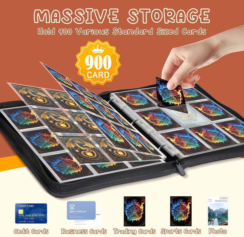 Skiennix Card Binder - 9 Pocket Collectible Trading Card Storage with 50 Removable Sleeves | Large Colorful Design for MTG & Sports Cards