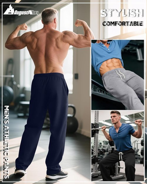 August Alley Big & Tall Men's Sweatpants - Open Bottom Athletic Pants with Drawstring & Pockets