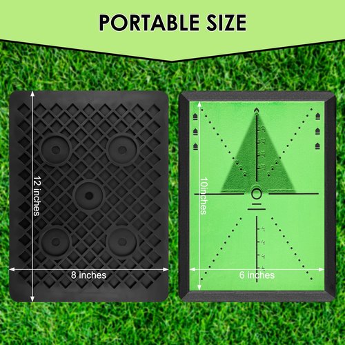 Golf Mat with Swing Path Feedback Detection Batting Golf Hitting Mat Golf Practice Mat for Indoor Outdoor Use Hitting Turf Mat for Chipping Driving Training Golf Accessories Golf Training Aid - 4PCS