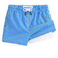 maamgic Boys Swim Trunks with Compression Liner 4-Way Stretch Quick Dry Bathing Suit Toddler Beach Shorts Blue White Stripes 5-6 Years