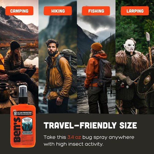 Ben's Adventure Formula - Long-Lasting Tick & Mosquito Repellent - 20% Picaridin Spray - 3.4 oz (3 Pack)