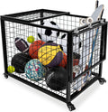 Rehomerance Basketball Organizer Cart - Lockable Lid & Rolling Storage Bin for Indoor/Outdoor Use