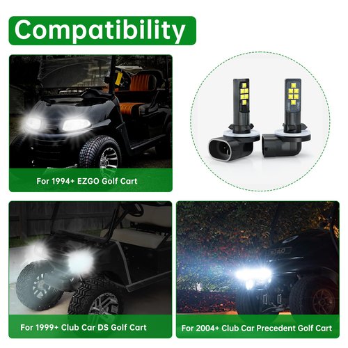 10L0L Golf Cart Headlight Bulb for EZGO 1994+, Club Car DS 1999+ and Club Car Precedent 2004+, 12V Head Light Bulb, Relace OEM 101988101, 74004-G01 Pack of 2