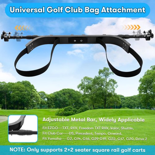 Kartols Golf cart Bag Holder Bracket No-Drilling Golf Club Holder for 2+2 Golf Cart Rear Seat for Yamaha, EZGO, Club Car, with 1 Inch Square Tube, Universal Golf cart Accessories Adjustable