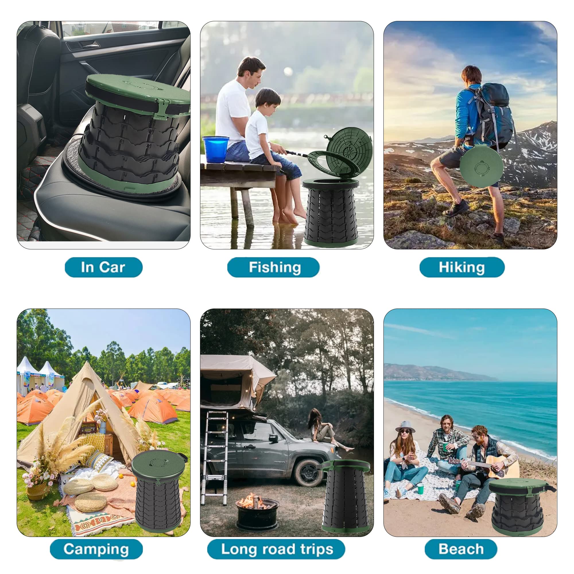 XXL Portable Toilet for Camping,19.7"H Adjustable Folding Toilet with Lid,Carry Bag,Capacity 880lbs,Retractable Portable Potty for Camping,Hiking,Travel,Car,Boat,Tent