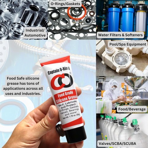 Captain O-Ring Silicone Lubricant Grease - NSF Food Grade for O-Rings, Seals & Gaskets | 1.76oz (50g)