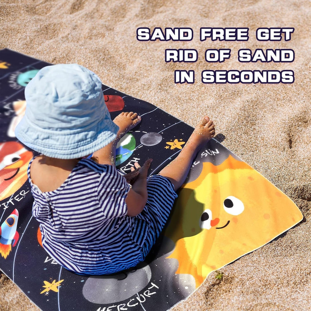 WERNNSAI Kids Beach Towel - 30” x 60” Ultra Absorbent Sand-Free Swim Towel for Boys | Quick-Dry Soft Blanket
