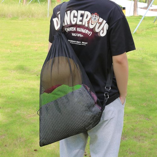 Natural Style Swim Bag - Oversized Mesh Drawstring Backpack, 18" x 26" - 2 Pack