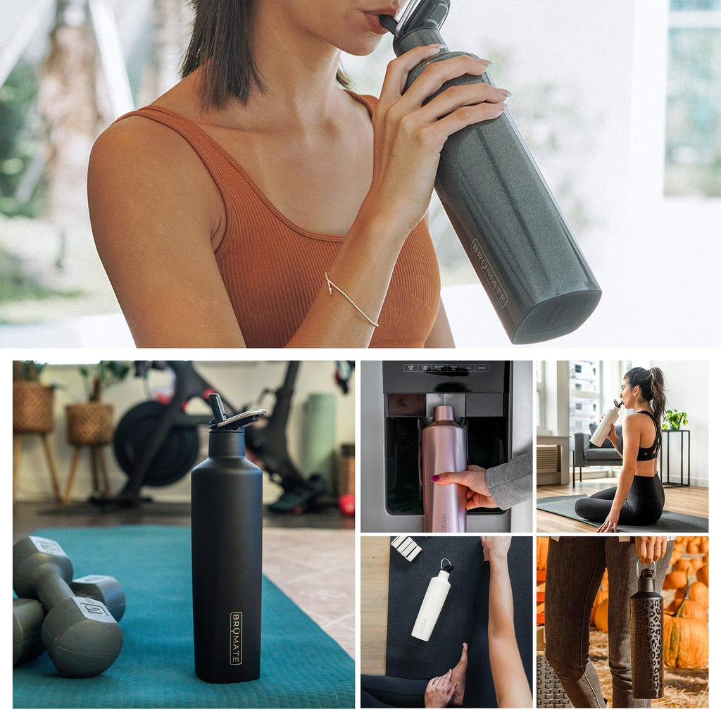BrüMate ReHydration - 100% Leakproof 25oz Insulated Water Bottle with Straw - Stainless Steel Water Canteen (Matte Black)