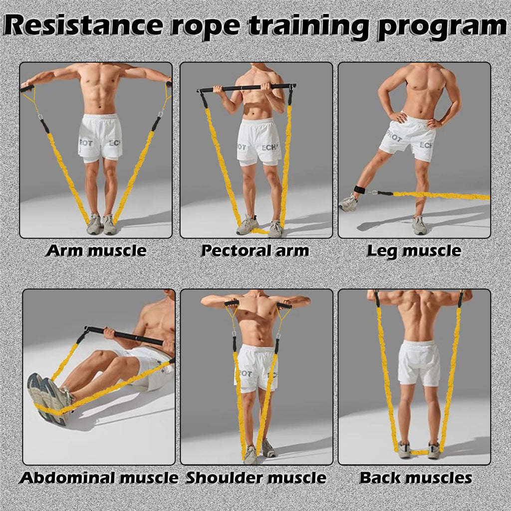 Resistance Bands Set, 15 PCS Adjustable Exercise Tubes with Handles, Door Anchor & Ankle Strap, Home Gym Workout Bands for Men & Women, Strength Training, Fitness Bands, Resistance Tubes,20-40lbs