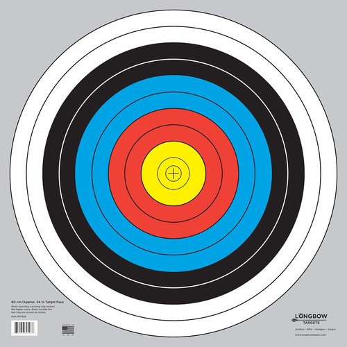 Longbow Targets - 60 cm Bullseye Archery & Gun Targets | Available in 4, 10, 25, & 100 Packs
