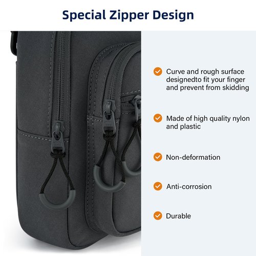 HanTrip Durable Crossbody Bag for Men and Women, Adjustable Shoulder Sling Bag with Multiple Zipper Pockets, Convertible Unisex Daypack (Dark Gray)