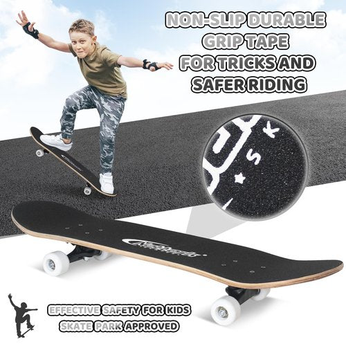 Nattork 31 Inch Complete Skateboard, Standard Skateboards Gift for Beginners, Wood 9 Layer Canadian Maple Trick Skate Boards for Boys Girls Youth Teens Checkerboard