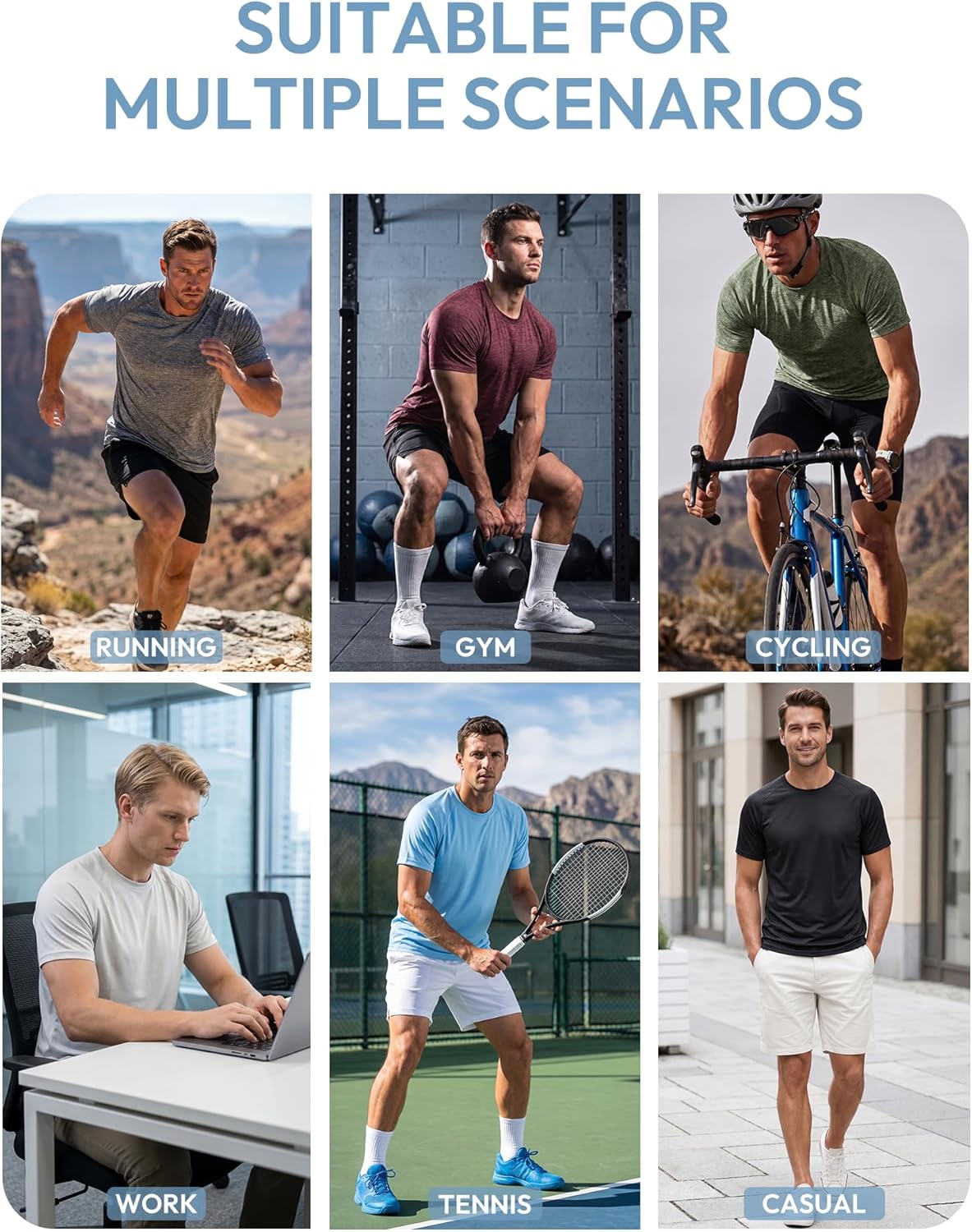 Skiennix Men's Short Sleeve Workout Shirt - Quick Dry Athletic T-Shirt | Moisture-Wicking Fabric