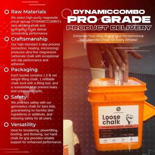 DYNAMICCOMBO Gym Chalk Bucket | 1.5lb Net Weight Chalk Powder for Weightlifting, Gymnastics & Multi-Sport | 1-Pack