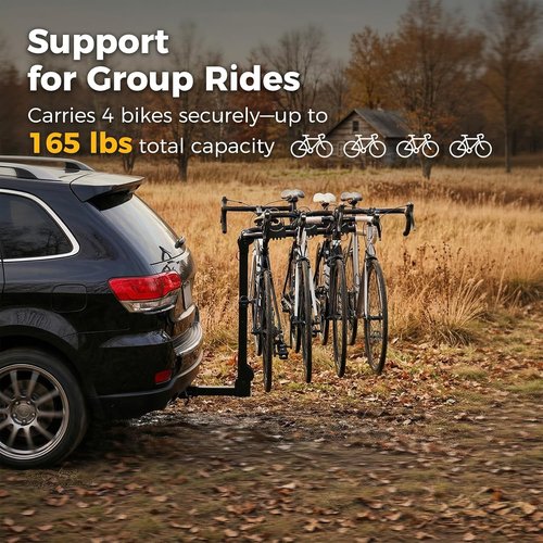 Bike Rack - Skiennix Hitch Mount for SUVs & Trucks | 165 LBS Capacity, Dual Lock, Tiltable & Foldable