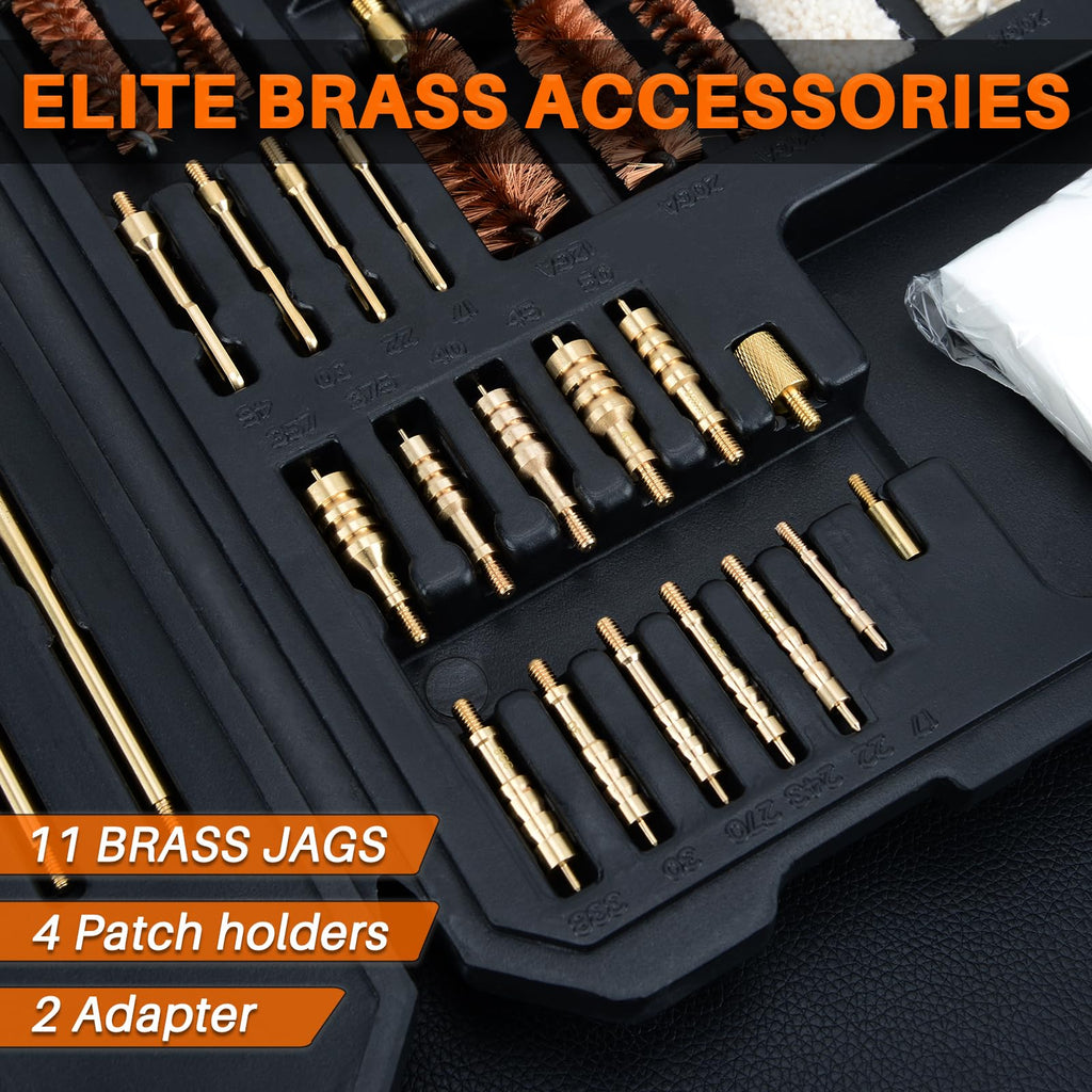 BOOSTEADY Pro Gun Cleaning Kit Universal Gun Cleaning Kit Handgun Shotgun Cleaning Kit for All Guns with High-end Denser Brass Brushes, Mops, Jags, Reinforced Rods