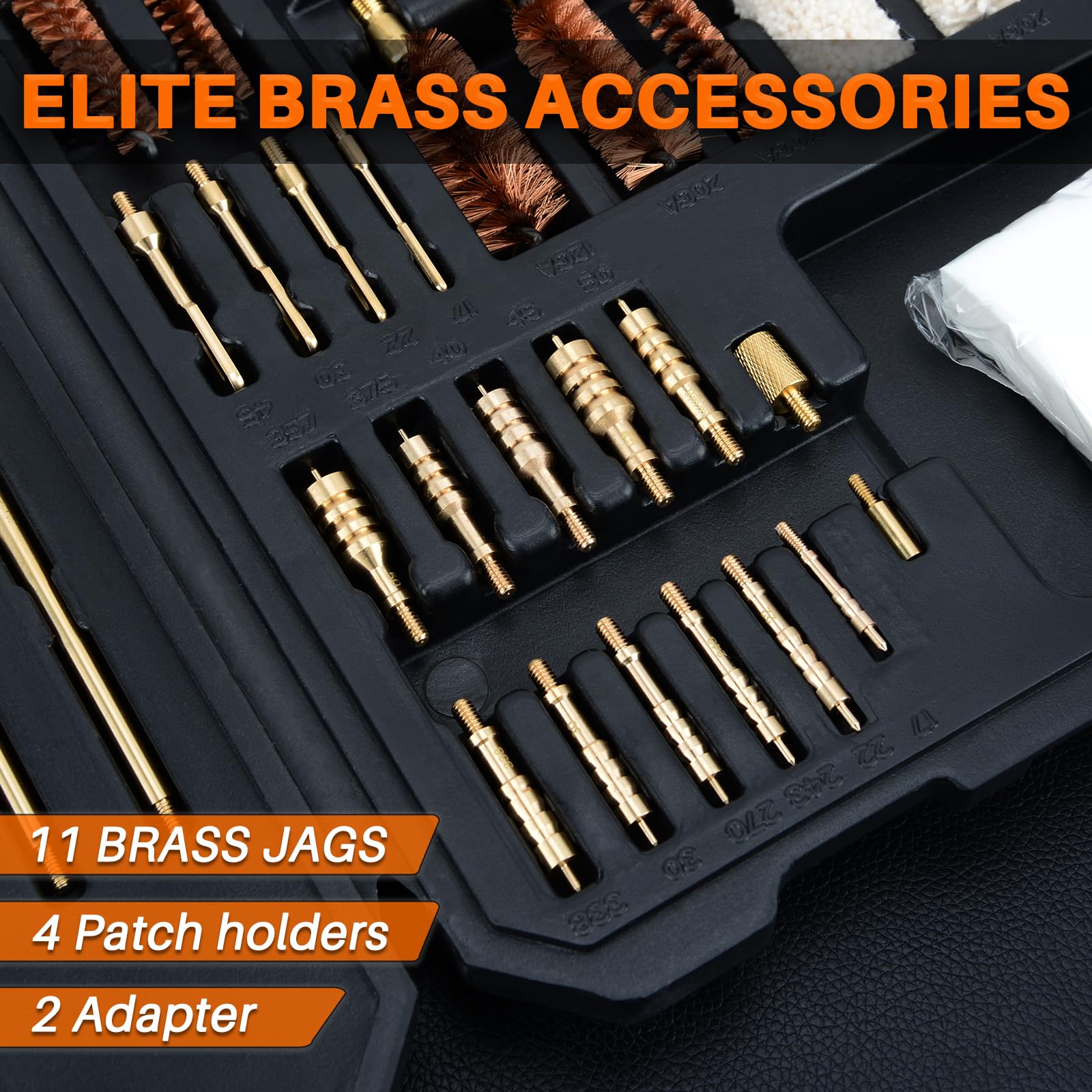 BOOSTEADY Pro Gun Cleaning Kit Universal Gun Cleaning Kit Handgun Shotgun Cleaning Kit for All Guns with High-end Denser Brass Brushes, Mops, Jags, Reinforced Rods