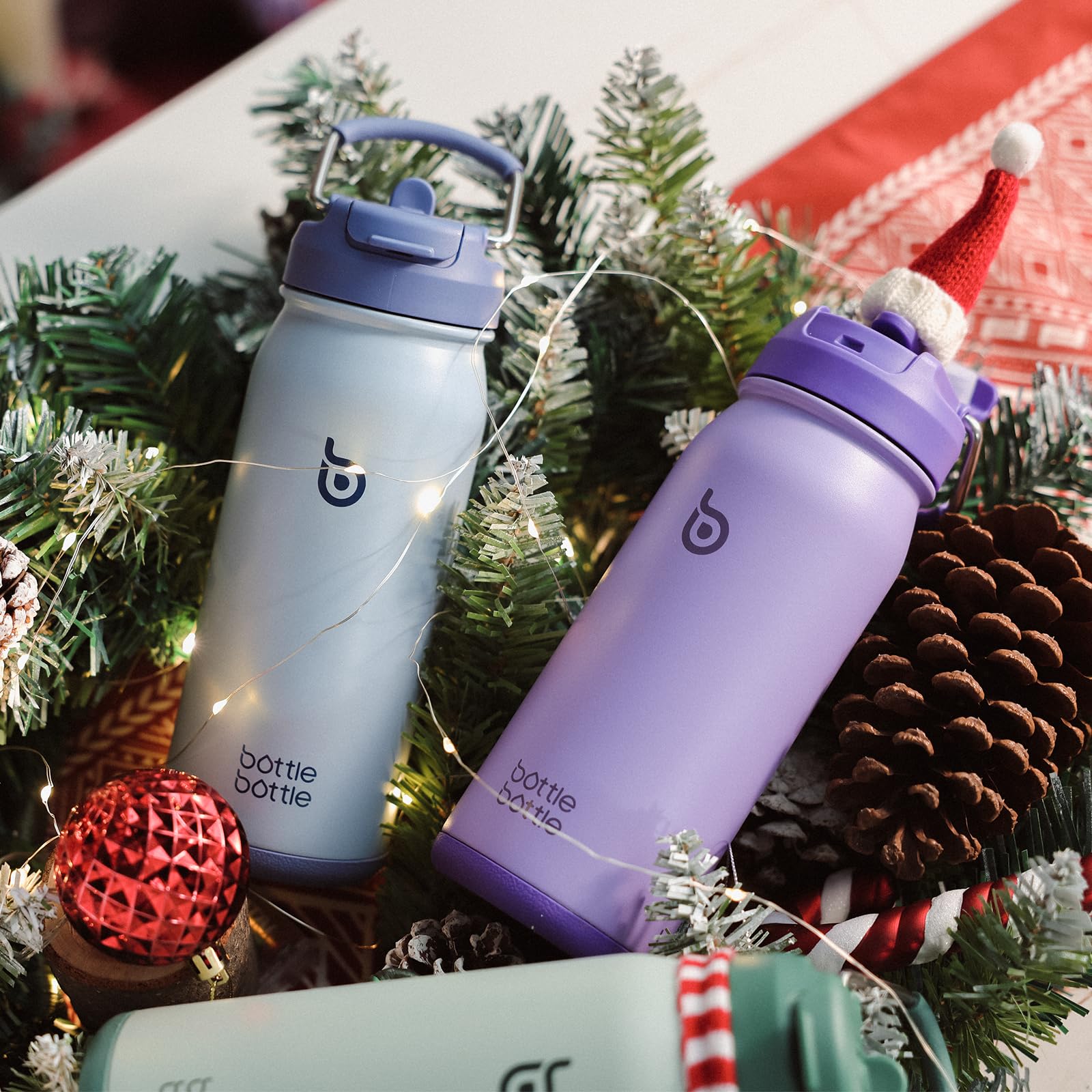 BOTTLE BOTTLE 16 oz sports water bottle stainless steel insulated kids water bottle with straw and pills holder for gifts and school (purple)