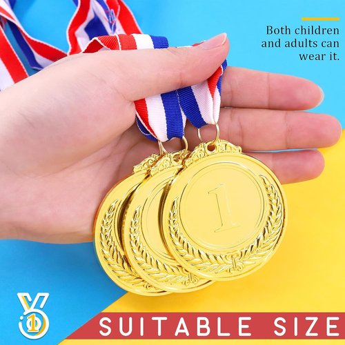 Hilitchi 10Pcs Olympic Style Winner Medals - Premium Award Medals with Ribbons